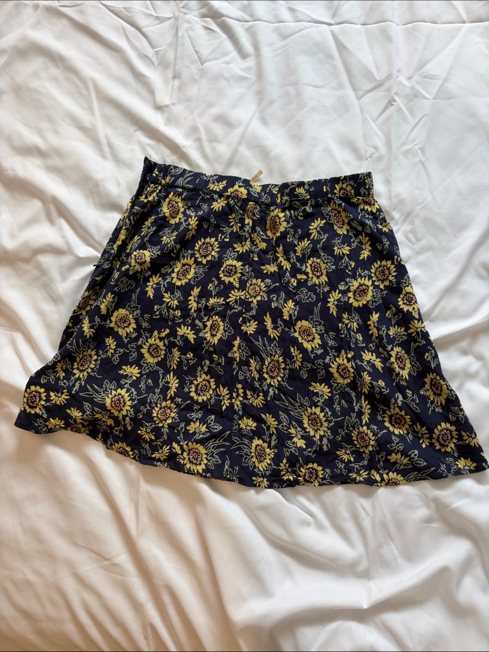 Kimchi Blue Navy Skater Skirt with Yellow Floral Print - Picture 3 of 3